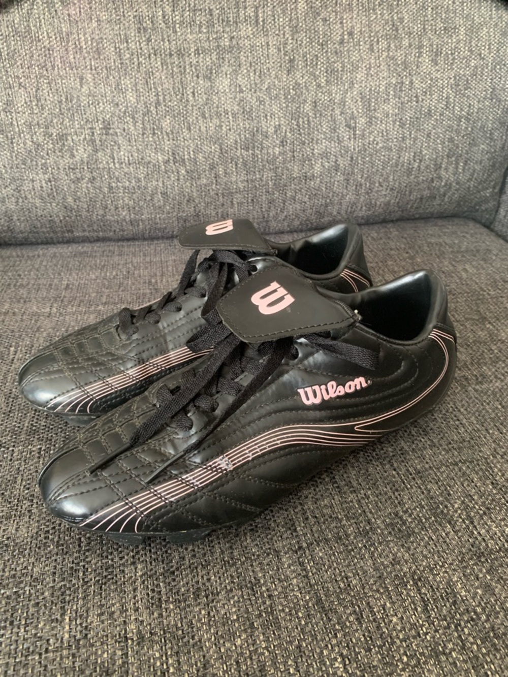 Wilson Black Cleats with Pink Trim